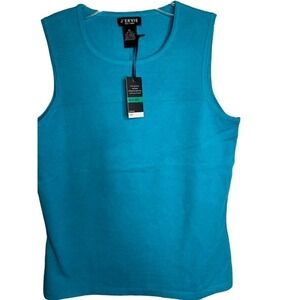 J’Envie New York Tank Top Loose Aqua Size Large Sleeveless Shell NWTs